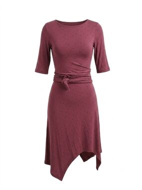Yala Polka Dot Tie-Waist Midi Dress - Dusty Rose